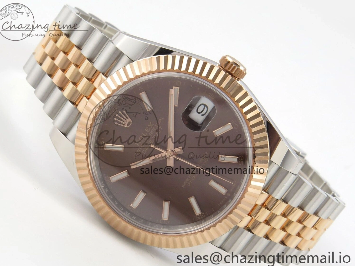 MiroTime 0202 DateJust 41 126331 SS RG ARF 1:1 Best Edition Brown Stick Dial on Jubilee Bracelet SH3235 (Weighted) TopPick 196